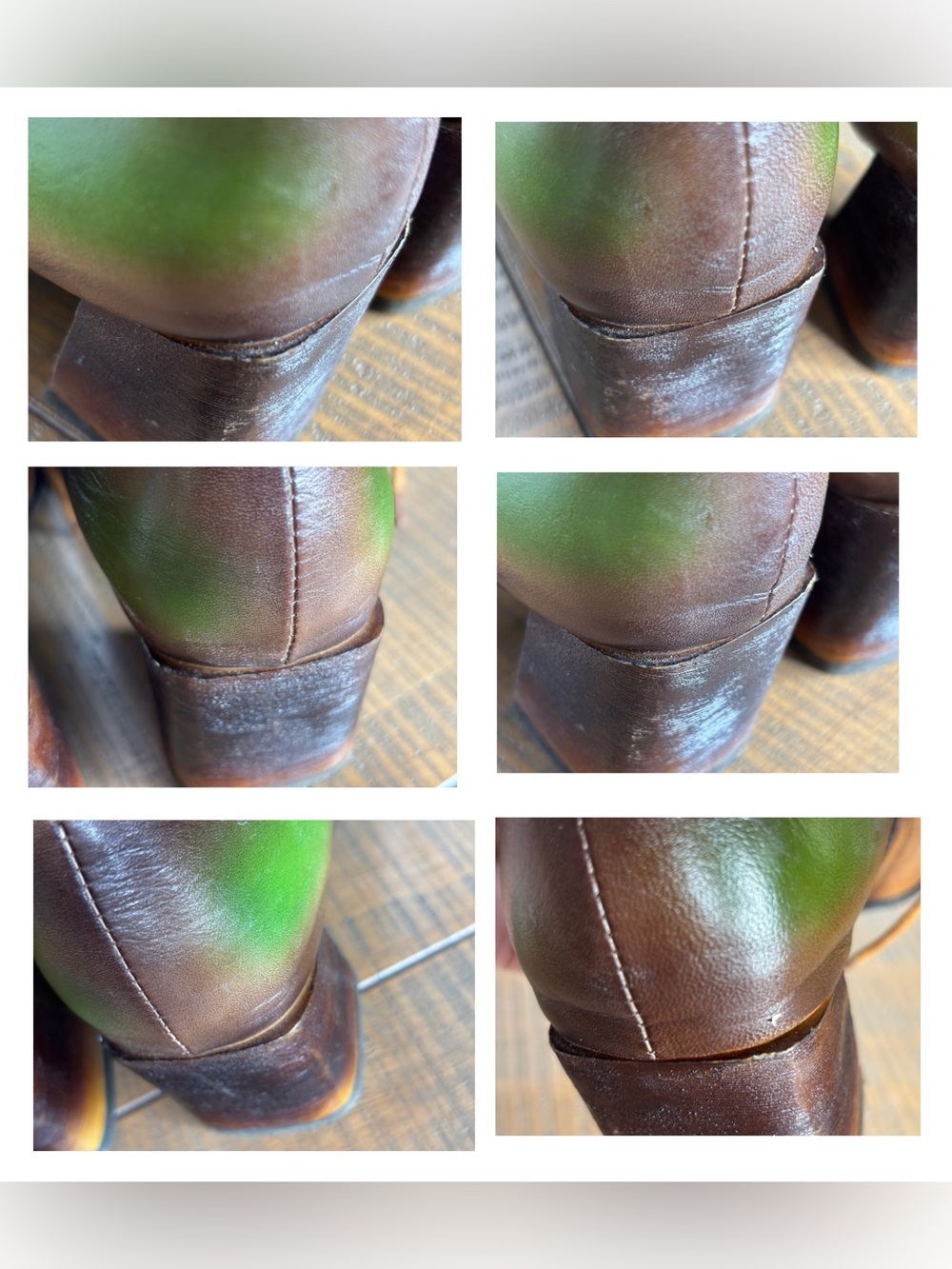 Spring Step L'Artiste Brown Green Ombre Leather Lace Up Oxford Heels Size 41 - Picture 16 of 16